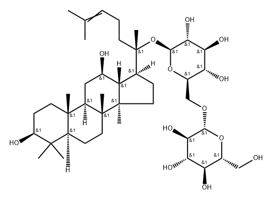 β-D-Glucopyranoside, (3β,12β)-3,12-dihydroxydammar-24-en-20-yl 6-O-β-D-glucopyranosyl- Structure