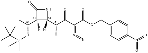 2-Azetidinebutanoic acid, α-diazo-3-[(1R)-1-[[(1,1-dimethylethyl)dimethylsilyl]oxy]ethyl]-γ-methyl-β,4-dioxo-, (4-nitrophenyl)methyl ester, (γR,2R,3S)- Struktur