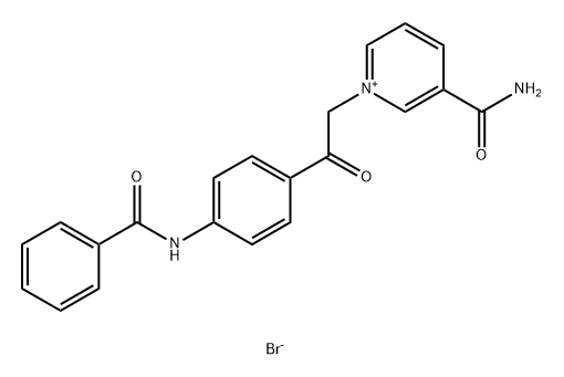 Pyridinium, 3-(aminocarbonyl)-1-[2-[4-(benzoylamino)phenyl]-2-oxoethyl]-, bromide (1:1) Structure