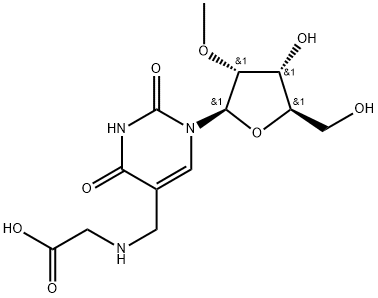 Glycine, N-[[1,2,3,4-tetrahydro-1-(2-O-methyl-β-D-ribofuranosyl)-2,4-dioxo-5-pyrimidinyl]methyl]- Struktur