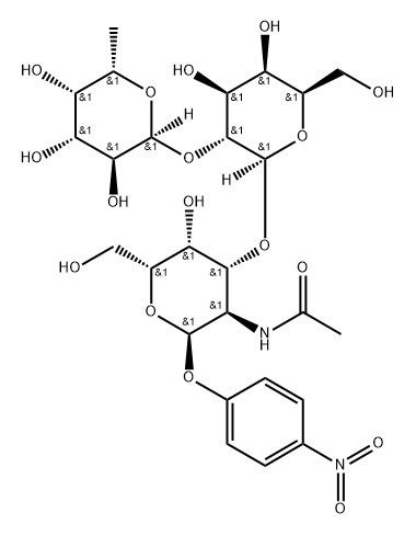 4-硝基苯基 O-6-脱氧-ALPHA-L-吡喃半乳糖基-(1-2)-O-BETA-D-吡喃半乳糖基-(1-3)-2-(乙酰氨基)-2-脱氧-ALPHA-D-吡喃半乳糖苷, 1105508-81-3, 结构式