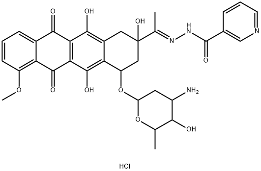 3-Pyridinecarboxylic acid, [1-[4-[(3-amino-2,3,6-trideoxy-α-L-lyxo-hexopyranosyl)oxy]-1,2,3,4,6,11-hexahydro-2,5,12-trihydroxy-7-methoxy-6,11-dioxo-2-naphthacenyl]ethylidene]hydrazide, monohydrochloride, (2S-cis)- (9CI)