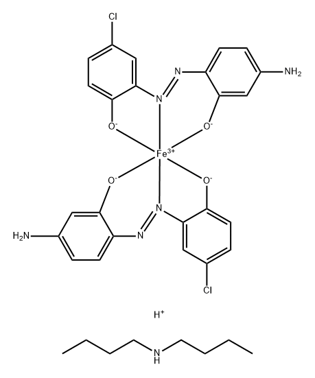 [ビス[2-([4-[N,N-ビス(3-アルコキシ(C=4,8,10、直鎖型)-2-ヒドロキシプロピル)アミノ]-2-オキシド-κO-フェニル]ジアゼニル-κN2)-4-クロロフェノラト-κO]鉄酸(1-)]ビス(オクチル(又はドデシル))アンモニウム 化学構造式