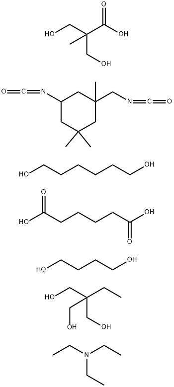 111719-91-6 Hexanedioic acid, polymer with 1,4-butanediol, 2-ethyl-2-(hydroxymethyl)-1,3-propanediol, 1,6-hexanediol, 3-hydroxy-2-(hydroxymethyl)-2-methylpropanoic acid and 5-isocyanato-1-(isocyanatomethyl) -1,3,3-trimethylcyclohexane, compd. with N,N-diethylethanami