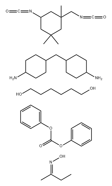 Carbonic acid, diphenyl ester, polymer with 1,6-hexanediol, 5-isocyanato-1-(isocyanatomethyl) -1,3,3-trimethylcyclohexane and 4,4'-methylenebis[cyclohexanamine], Me Et ketone oxime-blocked Struktur