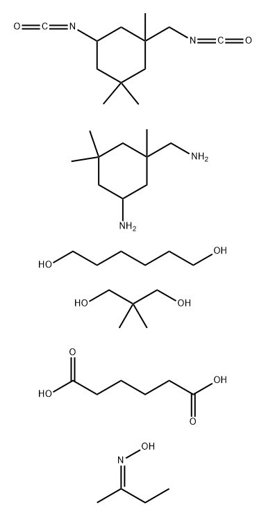 Hexanedioic acid, polymer with 5-amino-1,3,3-trimethylcyclohexanemethanamine, 2,2-dimethyl-1,3-propanediol, 1,6-hexanediol and 5-isocyanato-1-(isocyanatomethyl) -1,3,3-trimethylcyclohexane, Me Et ketone oxime-blocked Struktur