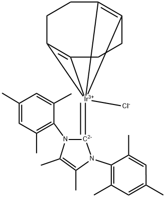 Chloro(1,5-cyclooctadiene)[4,5-dimethyl-1,3-bis(2,4,6-trimethylphenyl)imidazol-2-ylidene] iridium(I), min. 98% Struktur