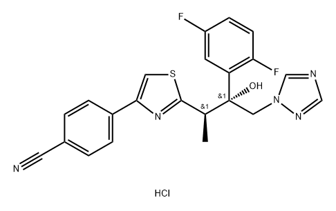 4-[2-[(1R,2R)-2-(2,5-Difluorophenyl)-2-hydroxy-1-methyl-3-(1H-1,2,4-triazol-1-yl)propyl]-4-thiazolyl]benzonitrile hydrochloride (1:1) Structure