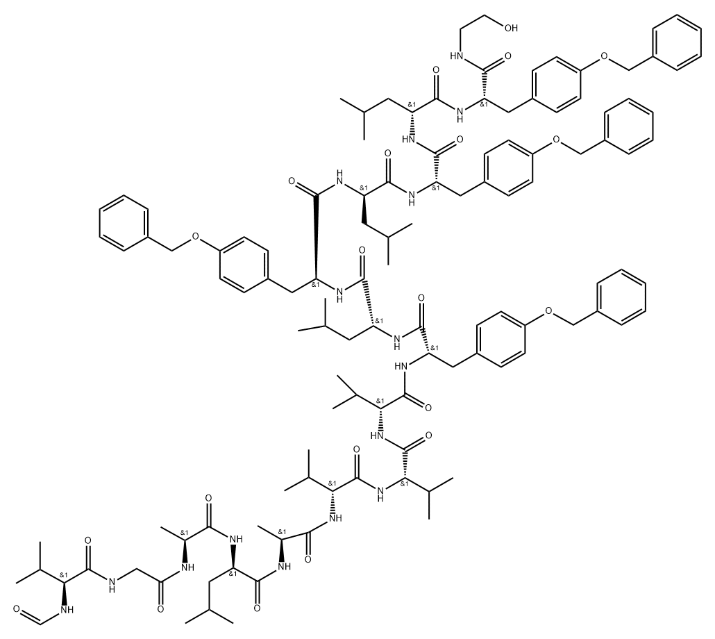 9,11,13,15-(O-benzyl)tyrosylgramicidin A Structure