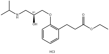 Benzenepropanoic acid, 2-[(2S)-2-hydroxy-3-[(1-methylethyl)amino]propoxy]-, ethyl ester, hydrochloride (1:1) Struktur
