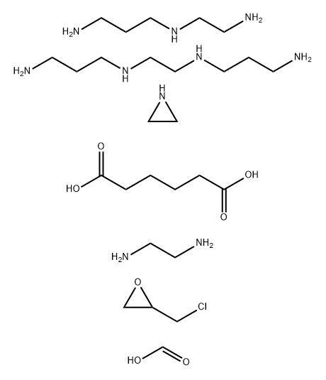 Hexanedioic acid, polymer with N-(2-aminoethyl)-1,3-propanediamine, aziridine, (chloromethyl)oxirane, 1,2-ethanediamine, N,N-1,2-ethanediylbis1,3-propanediamine and formic acid 结构式