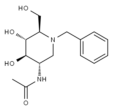 Acetamide, N-4,5-dihydroxy-6-(hydroxymethyl)-1-(phenylmethyl)-3-piperidinyl-, 3S-(3.alpha.,4.beta.,5.alpha.,6.beta.)- Structure