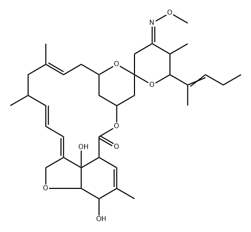Milbemycin B, 5-O-demethyl-28-deoxy-6,28-epoxy-23-(methoxyimino)-25-(1-methyl-1-butenyl)-, [6R,23E,25S(E)]- (9CI), 114041-23-5, 结构式