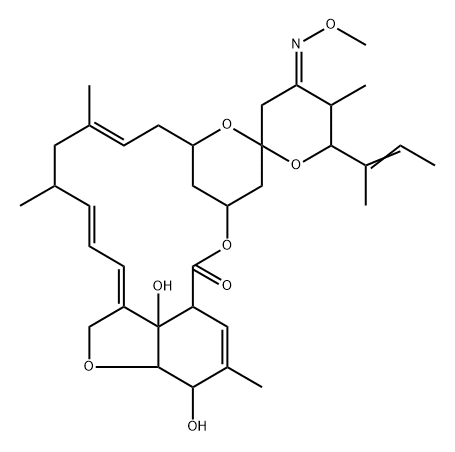 Milbemycin B, 5-O-demethyl-28-deoxy-6,28-epoxy-23-(methoxyimino)-25-(1-methyl-1-propenyl)-, [6R,23E,25S(E)]- (9CI), 114041-32-6, 结构式