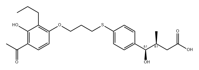 Benzenebutanoic acid, 4-[[3-(4-acetyl-3-hydroxy-2-propylphenoxy)propyl]thio]-γ-hydroxy-β-methyl-, (R*,S*)- (9CI) Struktur