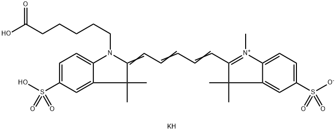 3H-Indolium, 2-[5-[1-(5-carboxypentyl)-1,3-dihydro-3,3-dimethyl-5-sulfo-2H-indol-2-ylidene]-1,3-pentadien-1-yl]-1,3,3-trimethyl-5-sulfo-, inner salt, potassium salt (1:1) Structure