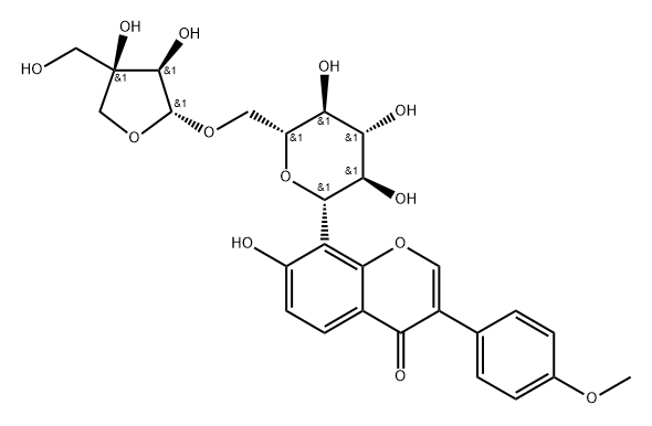 FORMONONETIN-8-C-BETA-D-APIOFURANOSYL-(1→6)-O-BETA-D-GLUCOPYRANOSIDE,1147858-78-3,结构式