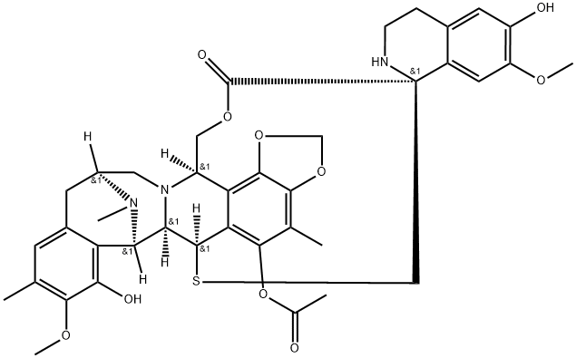 Spiro[6,16-(epithiopropanoxymethano)-7,13-imino-12H-1,3-dioxolo[7,8]isoquino[3,2-b][3]benzazocine-20,1'(2'H)-isoquinolin]-19-one, 5-(acetyloxy)-3',4',6,6a,7,13,14,16-octahydro-6',8-dihydroxy-7',9-dimethoxy-4,10,23-trimethyl-, (1'R,6R,6aR,7R,13S,16R)- (9CI) Structure