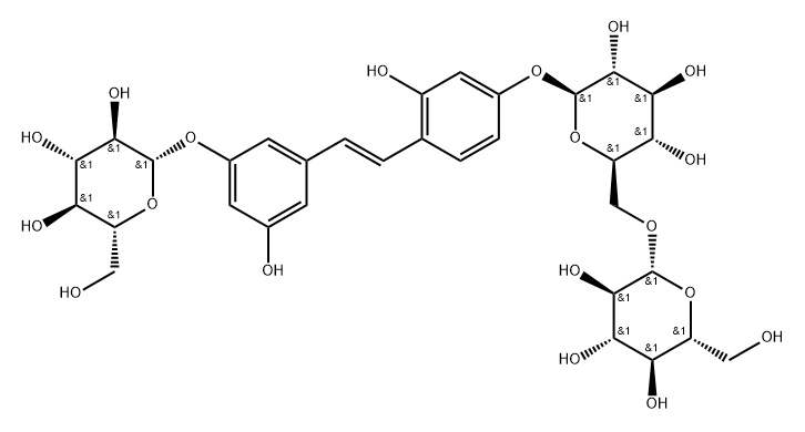Oxyresveratrol 3-O-D-glucopyranosyl-D-glucopyranoside, 1149372-93-9, 结构式