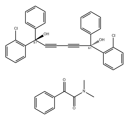Benzeneacetamide, N,N-dimethyl-α-oxo-, compd. with [S-(R*,R*)]-1,6-bis(2-chlorophenyl)-1,6-diphenyl-2,4-hexadiyne-1,6-diol (1:1) (9CI)