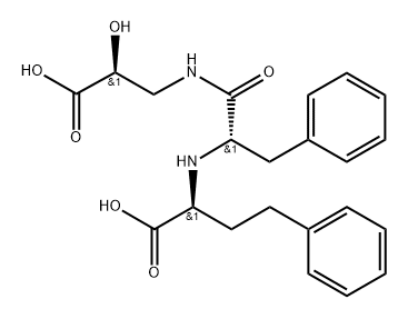 (S)-N-[N-[(S)-1-カルボキシ-3-フェニルプロピル]-L-フェニルアラニル]-2-ヒドロキシ-β-アラニン 化学構造式