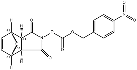 Carbonic acid, (3aR,4S,7R,7aS)-1,3,3a,4,7,7a-hexahydro-1,3-dioxo-4,7-Methano-2H-isoindol-2-yl (4-nitrophenyl)Methyl ester, rel- Struktur