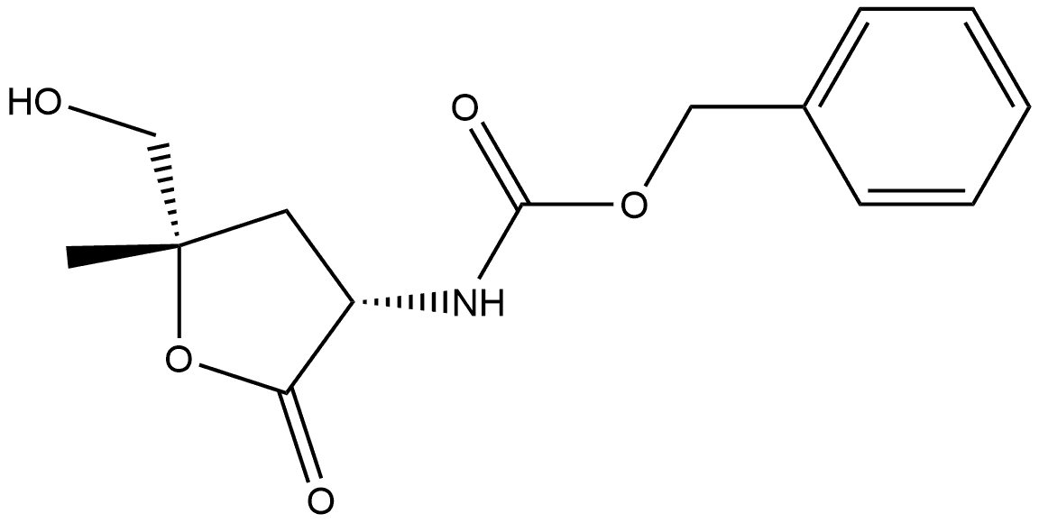 BENZYL ((3S,5S)-5-(HYDROXYMETHYL)-5-METHYL-2-OXOTETRAHYDROFURAN-3-YL)CARBAMATE, 1158963-84-8, 结构式