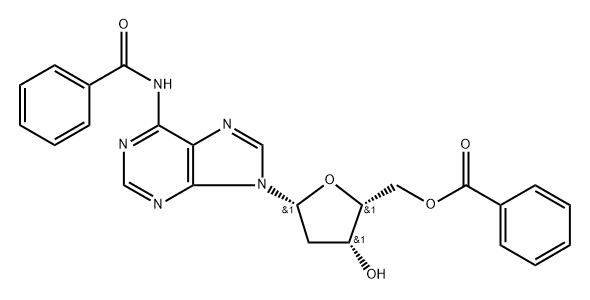 N6-Benzoyl-9-(5-O-benzoyl-2'-deoxy-beta-D-threo-pentofuranosyl)adenine 化学構造式