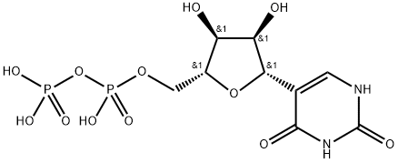 2,4(1H,3H)-Pyrimidinedione, 5-[5-O-[hydroxy(phosphonooxy)phosphinyl]-β-D-ribofuranosyl]- 化学構造式