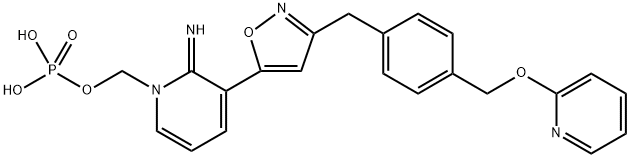 1(2H)-Pyridinemethanol, 2-imino-3-[3-[[4-[(2-pyridinyloxy)methyl]phenyl]methyl]-5-isoxazolyl]-, 1-(dihydrogen phosphate) Struktur