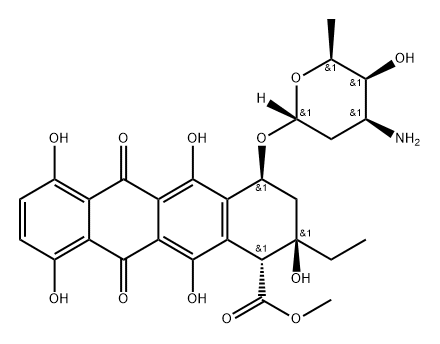 7-O-(3-amino-2,3,6-trideoxy-alpha-hexopyranosyl)-epsilon-isorhodomycinone Structure