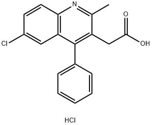 2-(6-chloro-2-methyl-4-phenylquinolin-3-yl)acetic acid hydrochloride Struktur