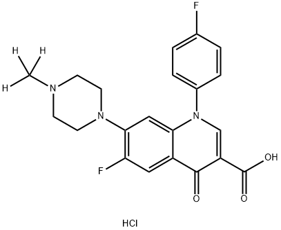 6-氟-1-(4-氟苯基)-7-(4-甲基-D3-哌嗪-1-基)-4-氧代喹啉-3-甲酸 盐酸盐, 1173021-89-0, 结构式