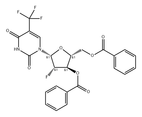 3',5'-Di-O-benzoyl-2'-deoxy-2'-fluoro-5-trifluoromethyl-arabinouridine Structure