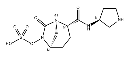 (1R,2S,5R)-7-oxo-2-(((S)-pyrrolidin-3-yl)carbamoyl)-1,6-diazabicyclo[3.2.1]octan-6-yl hydrogen sulfate Structure