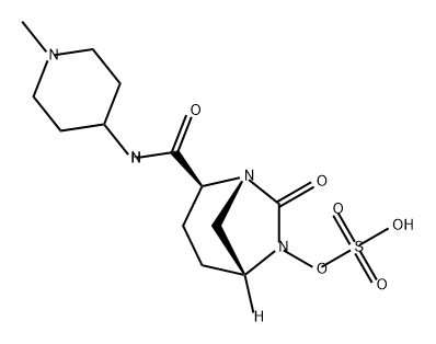 (2S,5R)-7-oxo-N-[1-methylpiperidin-4-yl]-6-(sulfooxy)-1,6-diazabicyclo[3.2.1]octane-2-carboxamide Struktur