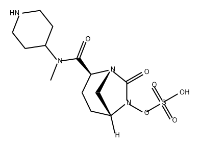 (2S,5R)-N-methyl-7-oxo-N-piperidin-4-yl-6-(sulfooxy)-1,6-diazabicyclo[3.2.1]octane-2-carboxamide Struktur