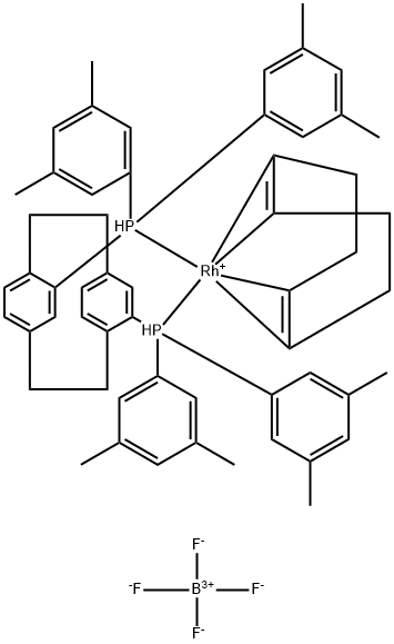 (S)-(+)-4,12-Bis(di-3,5-xylylphosphino)[2.2]paracyclophane(1,5-cyclooctadiene)rhodium(I) tetrafluoroborate Structure
