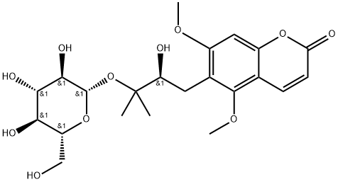 (-)-Toddalolactone 3′-O-β-D-glucopyranoside 化学構造式