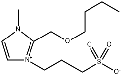 1H-Imidazolium, 2-(butoxymethyl)-1-methyl-3-(3-sulfopropyl)-, inner salt Structure