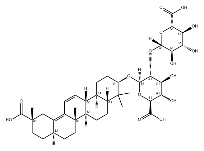 β-D-Glucopyranosiduronic acid, (3β,20β)-20-carboxy-30-noroleana-11,13(18)-dien-3-yl 2-O-β-D-glucopyranuronosyl- Structure