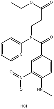 β-Alanine, N-[4-(methylamino)-3-nitrobenzoyl]-N-2-pyridinyl-, ethyl ester, hydrochloride (1:1) Struktur