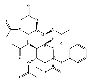5-乙酰氨基-4,7,8,9-四-O-乙酰基-2-S-苯基-2-硫代-Β-神经氨酸甲酯, 118977-25-6, 结构式