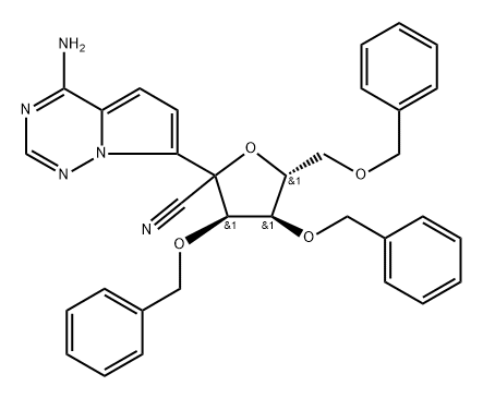 (3R,4R,5R)-2-(4-aminopyrrolo[2,1-f][1,2,4]triazin-7-yl)-3,4-bis(benzyloxy)-5-((benzyloxy)methyl)tetrahydrofuran-2-carbonitrile Structure