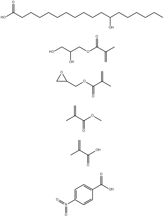 Octadecanoic acid, 12-hydroxy-, homopolymer, 2-hydroxy-3-[(2-methyl-1-oxo-2-propenyl)oxy]propyl ester, polymer with methyl 2-methyl-2-propenoate and oxiranylmethyl 2-methyl-2-propenoate, 2-methyl-2-propenoate 4-nitrobenzoate Structure