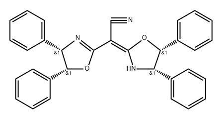 (E)-2-((4S,5R)-4,5-二苯基-4,5-二氢恶唑-2-基)-2-((4S,5R)-4,5-二苯基恶唑烷-2-亚基)乙腈 结构式