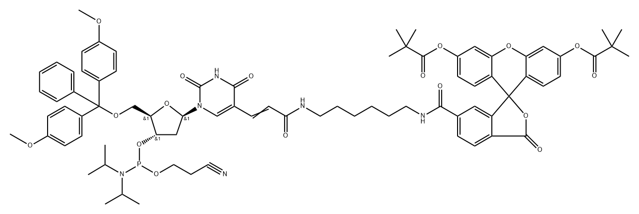 6-FLUORESCEIN DT PHOSPHORAMIDITE, 1194507-30-6, 结构式