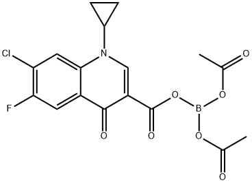 3-Quinolinecarboxylic acid, 7-chloro-1-cyclopropyl-6-fluoro-1,4-dihydro-4-oxo-, anhydride with boric acid (H3BO3), anhydride with acetic acid (1:1:2) Structure