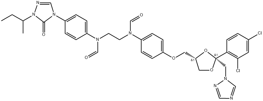 Itraconazole Desethylene-seco-piperazine Di-N-formyl Impurity,1199350-02-1,结构式