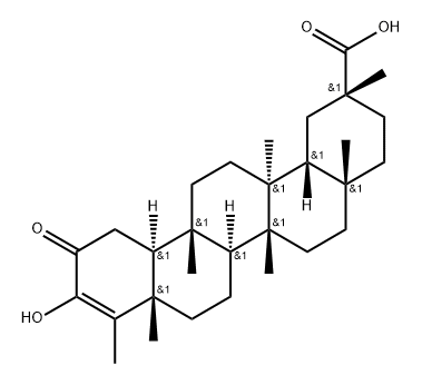 24,25,26-Trinorolean-3-en-29-oic acid, 3-hydroxy-5,9,13-trimethyl-2-oxo-, (5β,8α,9β,10α,13α,14β,20α)-, 120090-56-4, 结构式